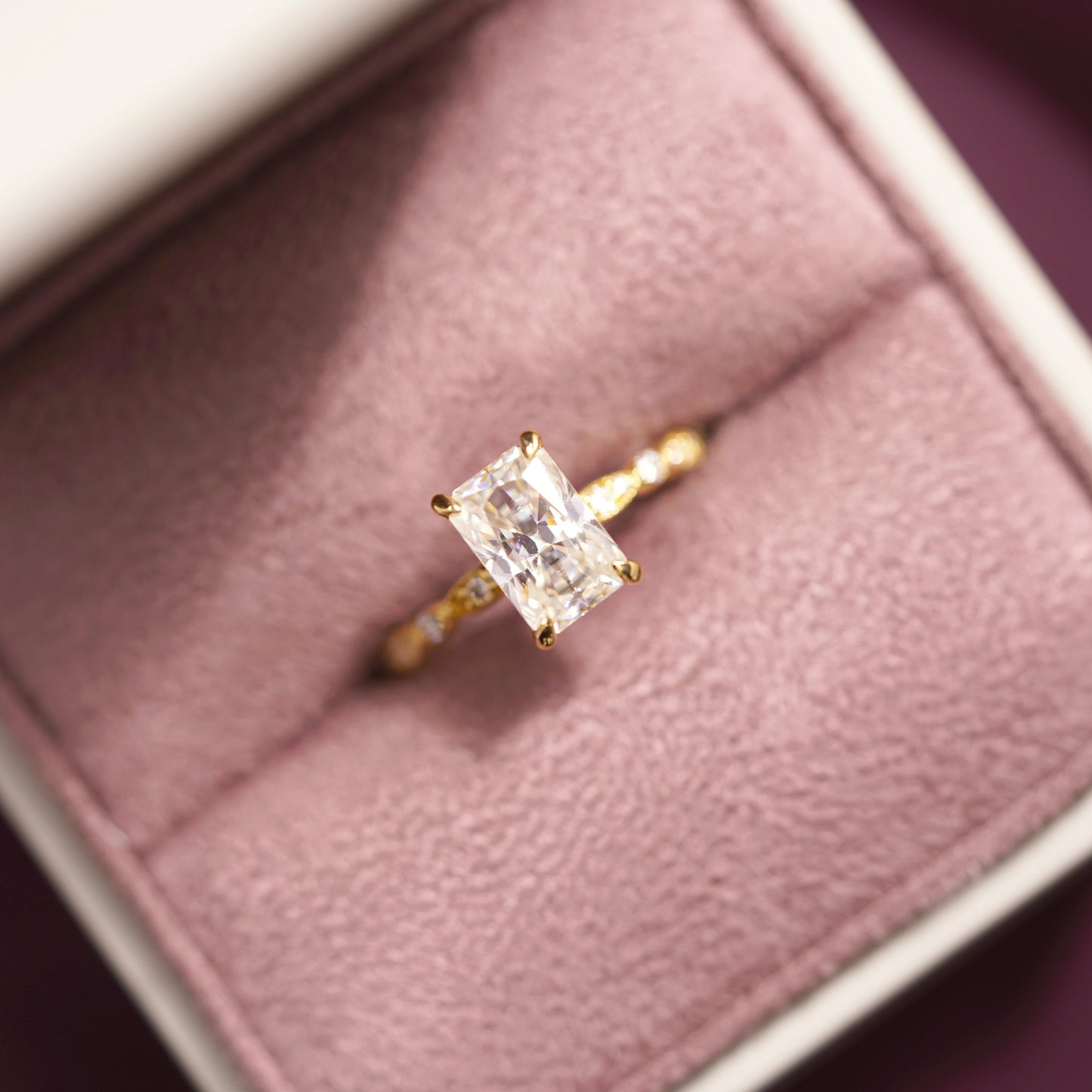 Radiant Cut Milgrain Pave Lab-Grown Diamond Engagement Ring