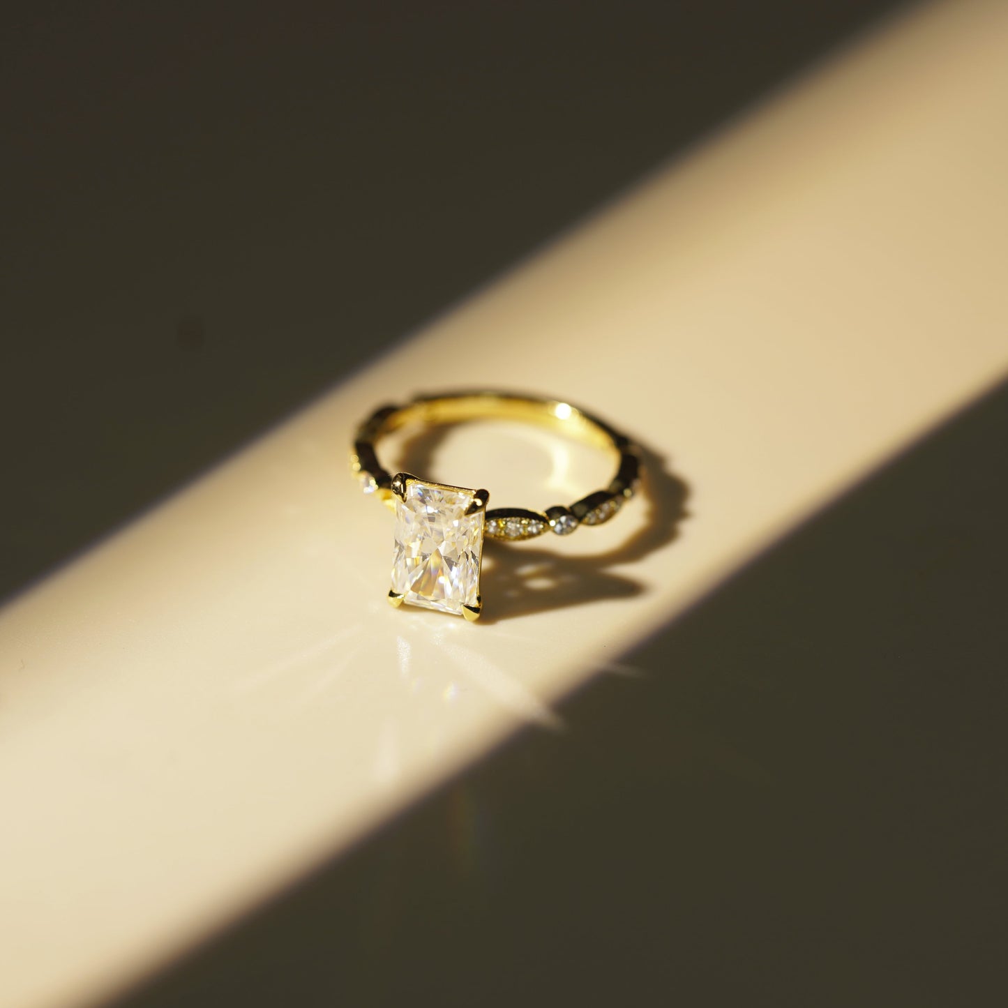 Radiant Cut Milgrain Pave Lab-Grown Diamond Engagement Ring