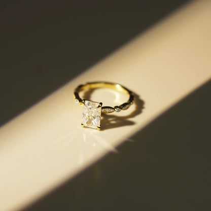 Radiant Cut Milgrain Pave Lab-Grown Diamond Engagement Ring
