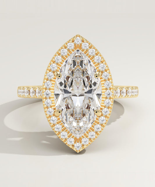 Marquise Cut Halo & Pave Lab-Grown Diamond Engagement Ring