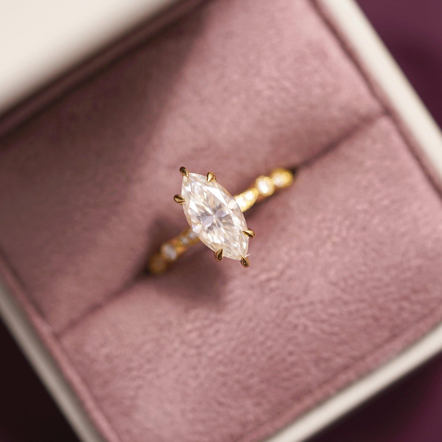 Marquise Cut Milgrain Pave Lab-Grown Diamond Engagement Ring