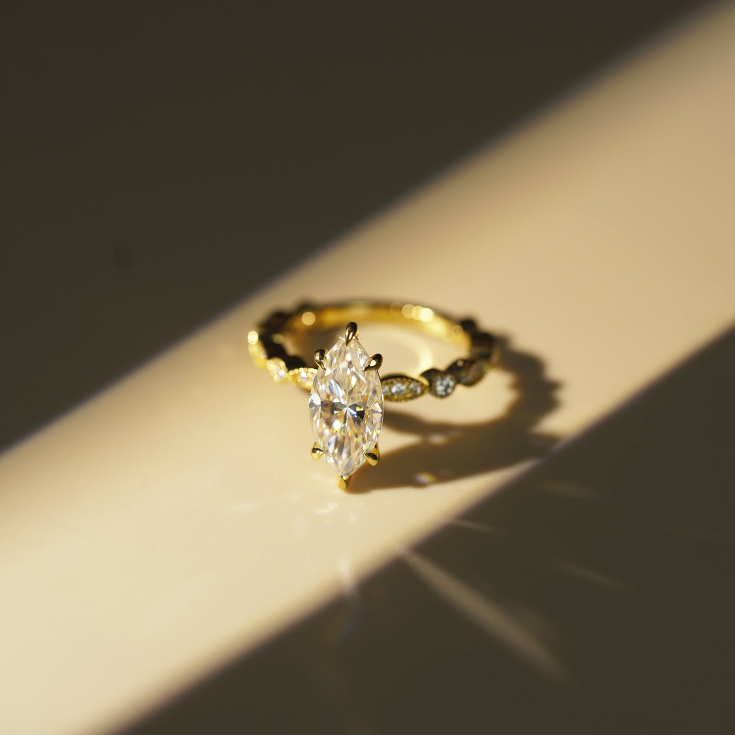 Marquise Cut Milgrain Pave Lab-Grown Diamond Engagement Ring