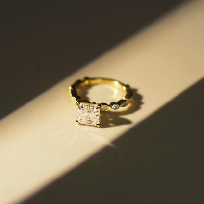 Asscher Cut Milgrain Pave Lab-Grown Diamond Engagement Ring