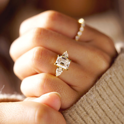Emerald Cut Three Stone Lab-Grown Diamond Engagement Ring