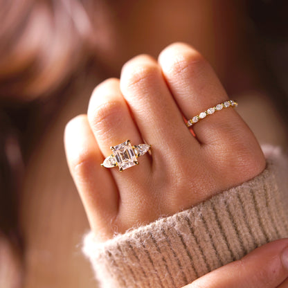 Emerald Cut Three Stone Lab-Grown Diamond Engagement Ring