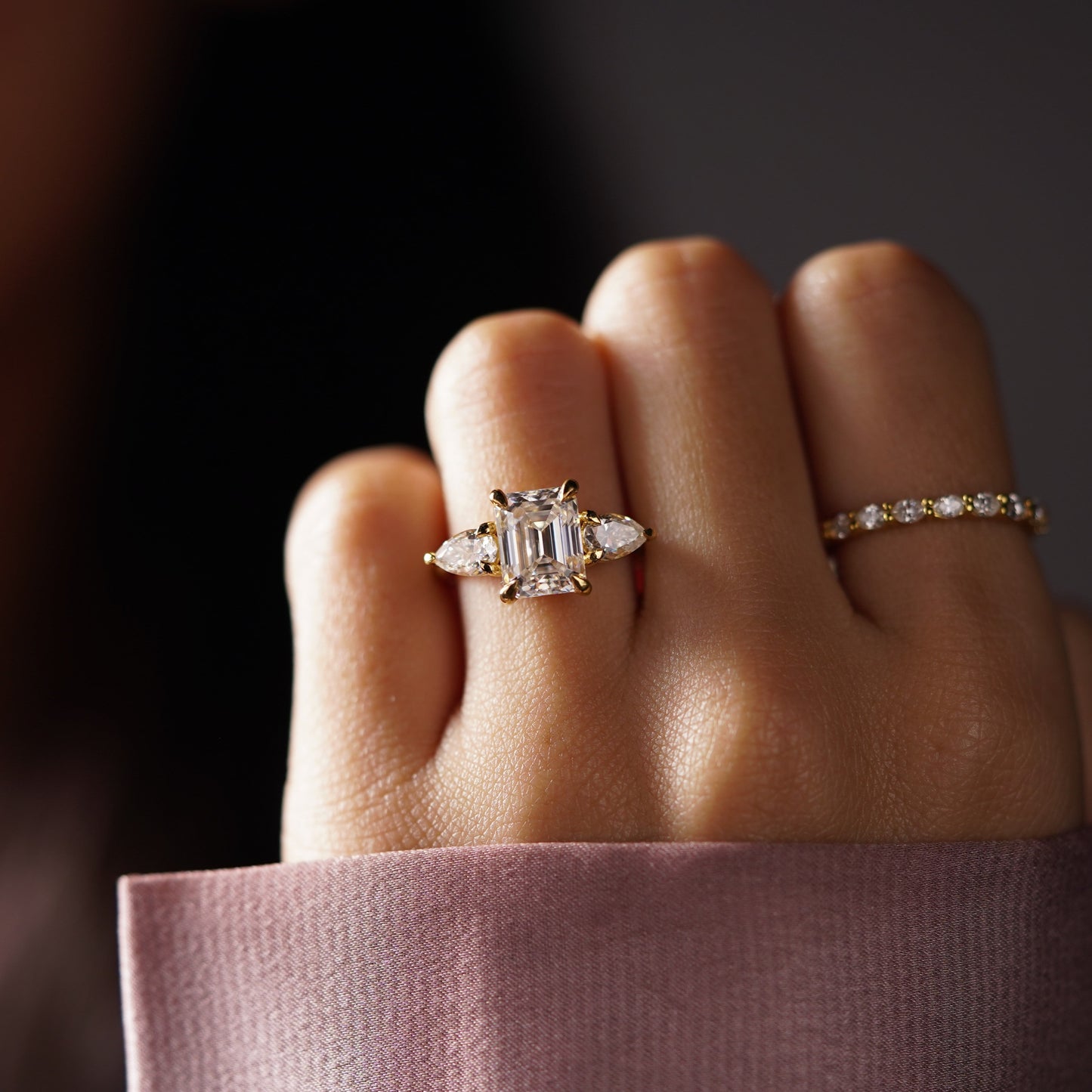 Emerald Cut Three Stone Lab-Grown Diamond Engagement Ring