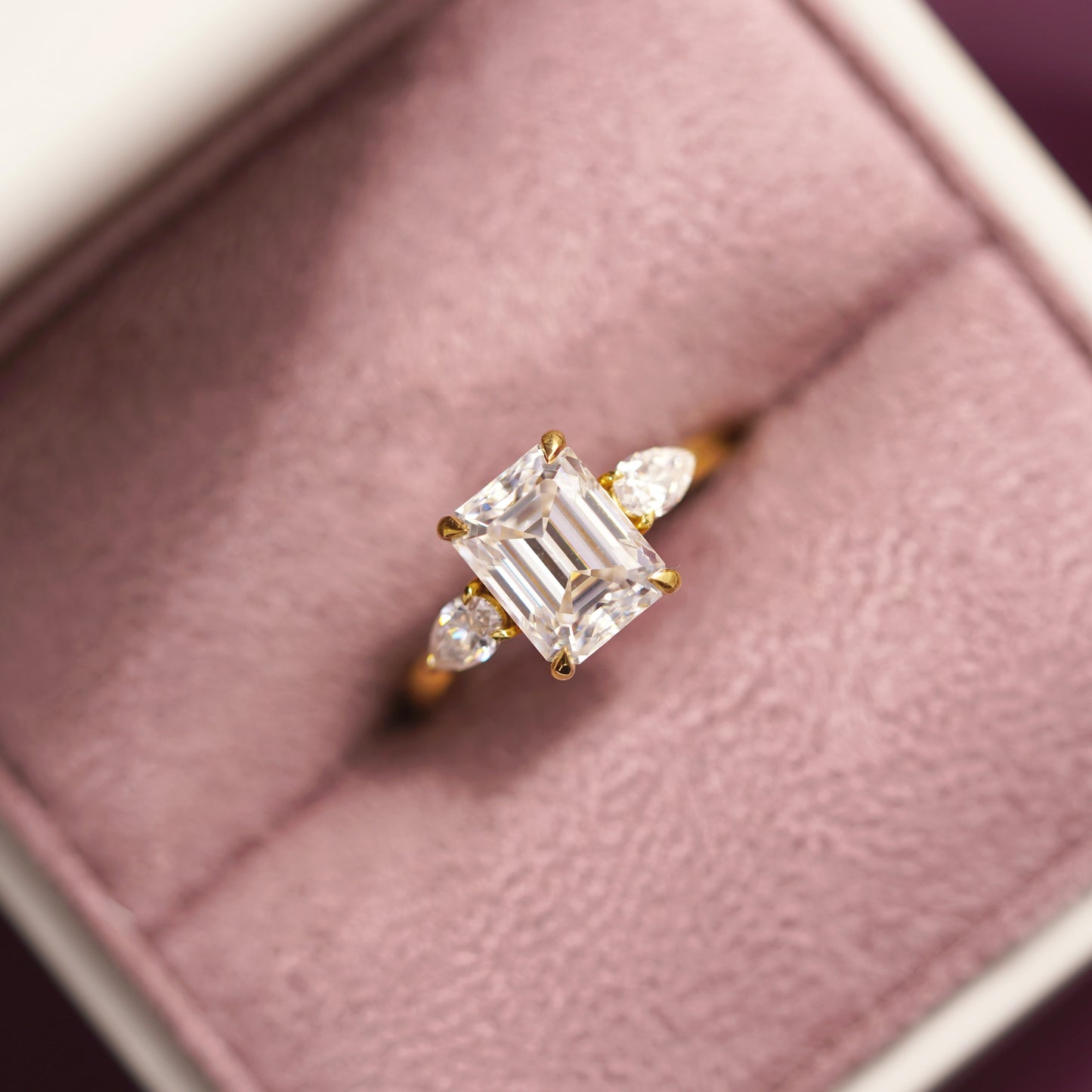 Emerald Cut Three Stone Lab-Grown Diamond Engagement Ring