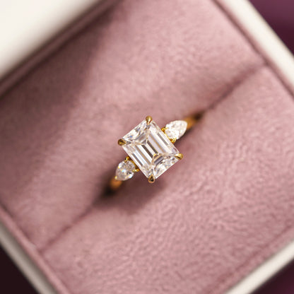 Emerald Cut Three Stone Lab-Grown Diamond Engagement Ring