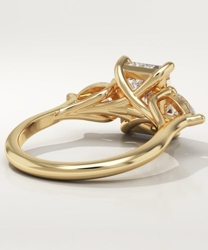 Emerald Cut Three Stone Lab-Grown Diamond Engagement Ring