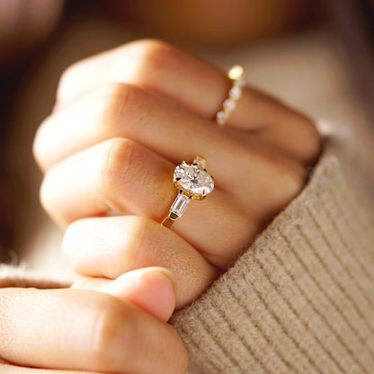 Oval Cut Three Stone Lab-Grown Diamond Engagement Ring
