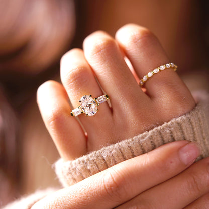 Oval Cut Three Stone Lab-Grown Diamond Engagement Ring