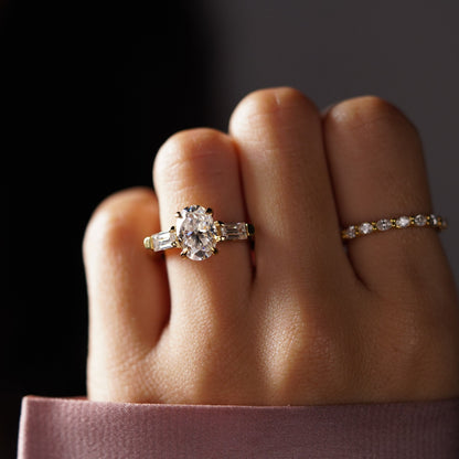 Oval Cut Three Stone Lab-Grown Diamond Engagement Ring
