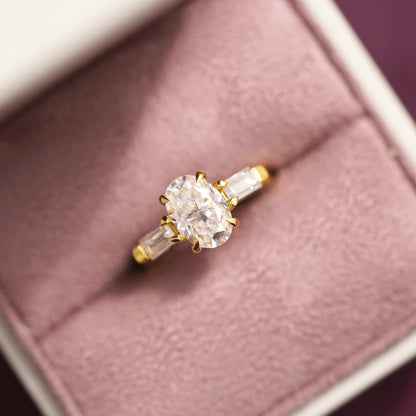 Oval Cut Three Stone Lab-Grown Diamond Engagement Ring