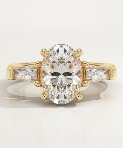 Oval Cut Three Stone Lab-Grown Diamond Engagement Ring