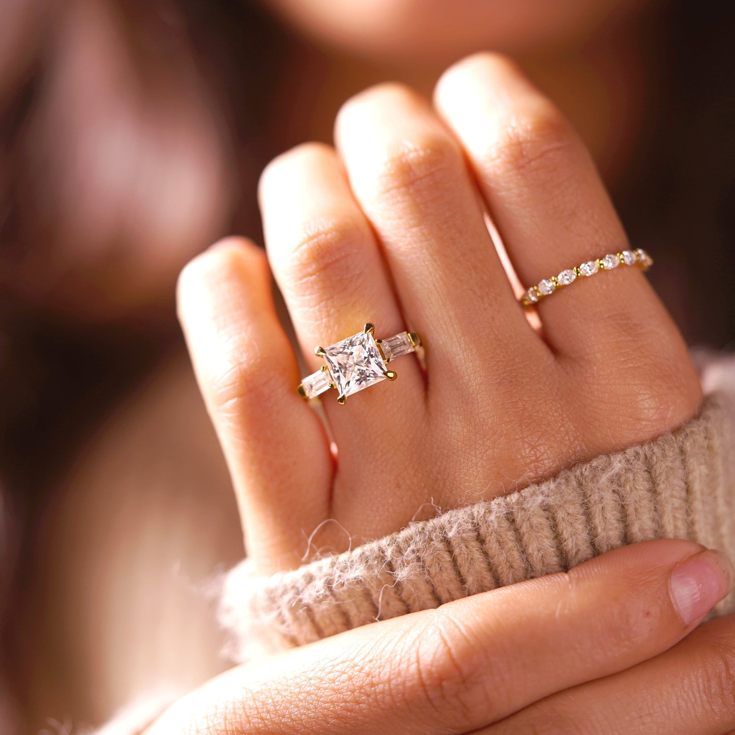 Princess Cut Three Stone Lab-Grown Diamond Engagement Ring