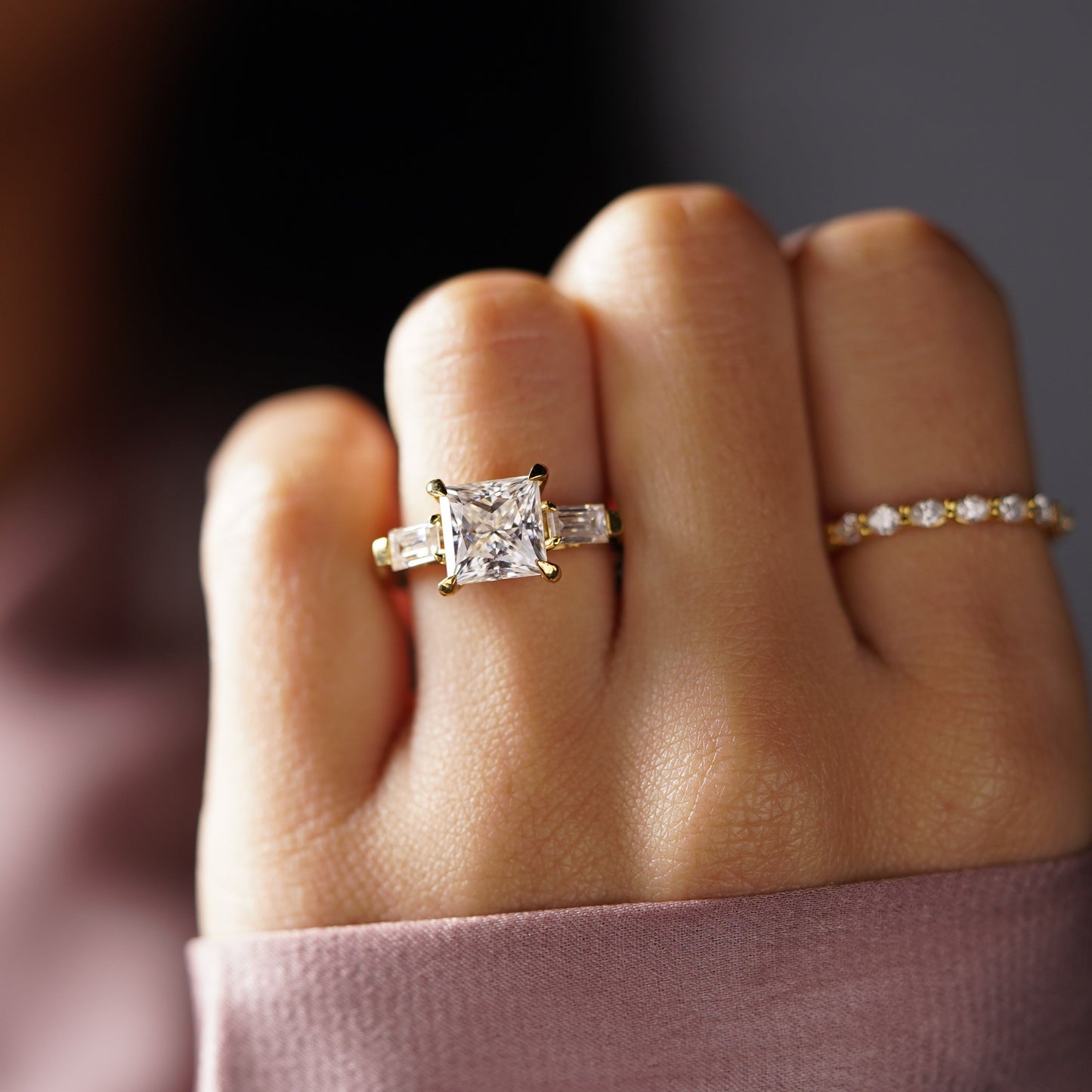 Princess Cut Three Stone Lab-Grown Diamond Engagement Ring