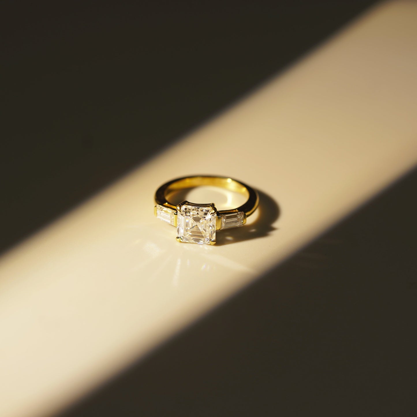 Asscher Cut Three Stone Lab-Grown Diamond Engagement Ring