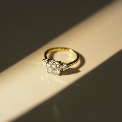 Cushion Cut Three Stone Lab-Grown Diamond Engagement Ring
