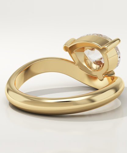 Pear Cut Curved Lab-Grown Diamond Engagement Ring