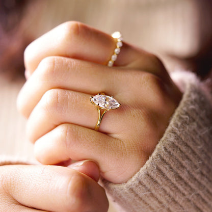 Marquise Cut Split Shank Lab-Grown Diamond Engagement Ring