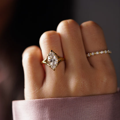 Marquise Cut Split Shank Lab-Grown Diamond Engagement Ring