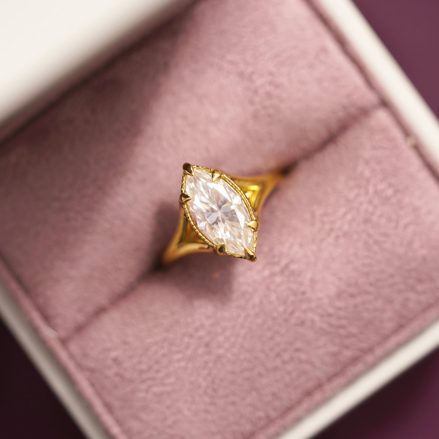 Marquise Cut Split Shank Lab-Grown Diamond Engagement Ring