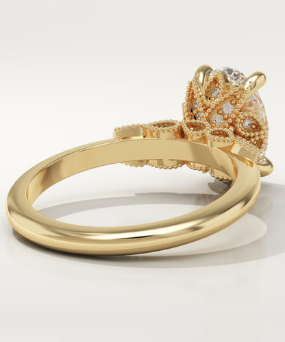 Oval Cut Cluster Lab-Grown Diamond Engagement Ring