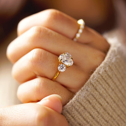 Oval Cut Three stone Lab-Grown Diamond Engagement Ring