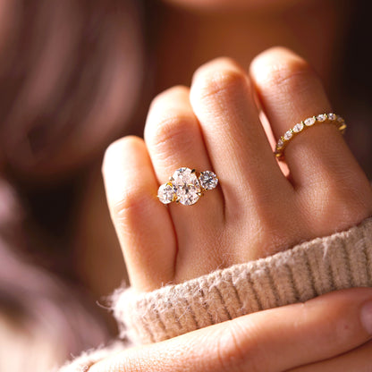 Oval Cut Three stone Lab-Grown Diamond Engagement Ring