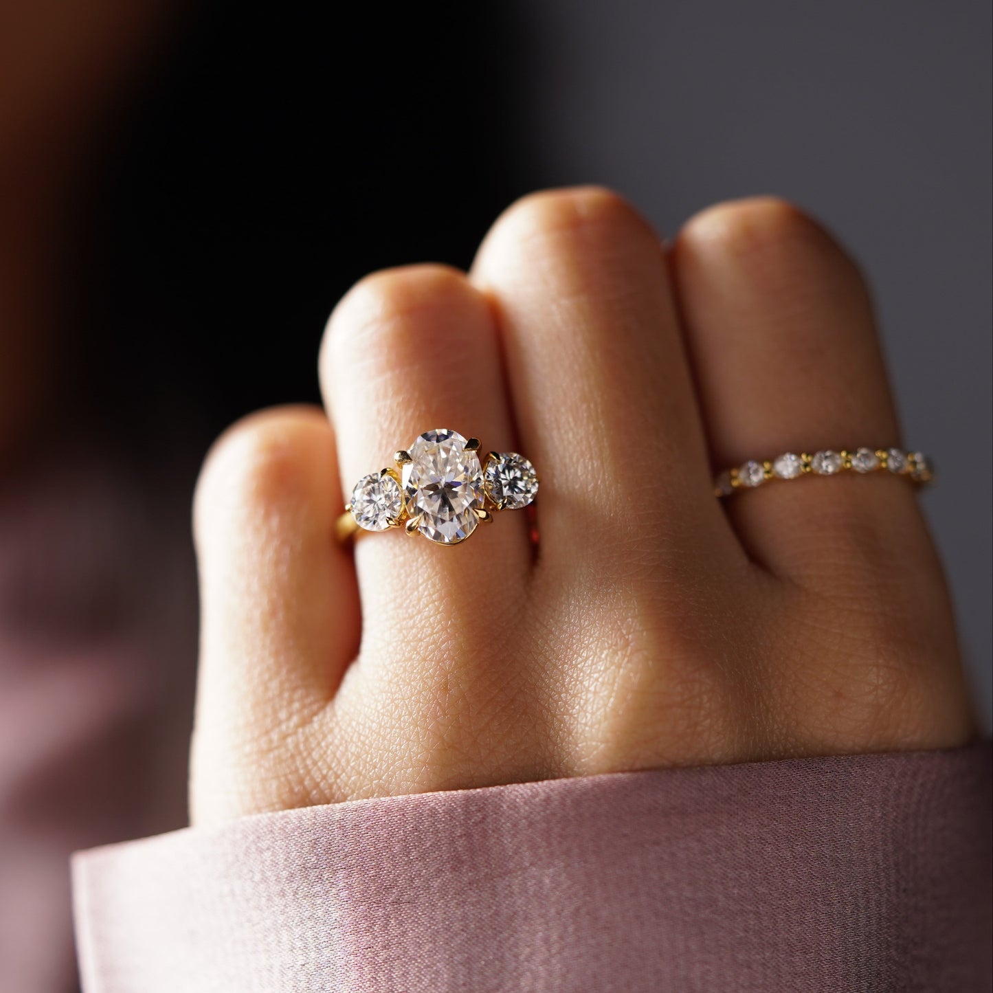 Oval Cut Three stone Lab-Grown Diamond Engagement Ring