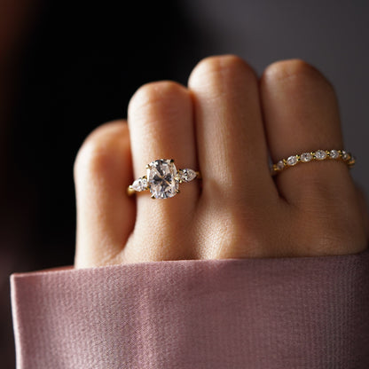 Elongated Cushion Cut Three stone Lab-Grown Diamond Engagement Ring