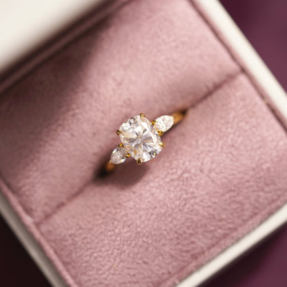 Elongated Cushion Cut Three stone Lab-Grown Diamond Engagement Ring