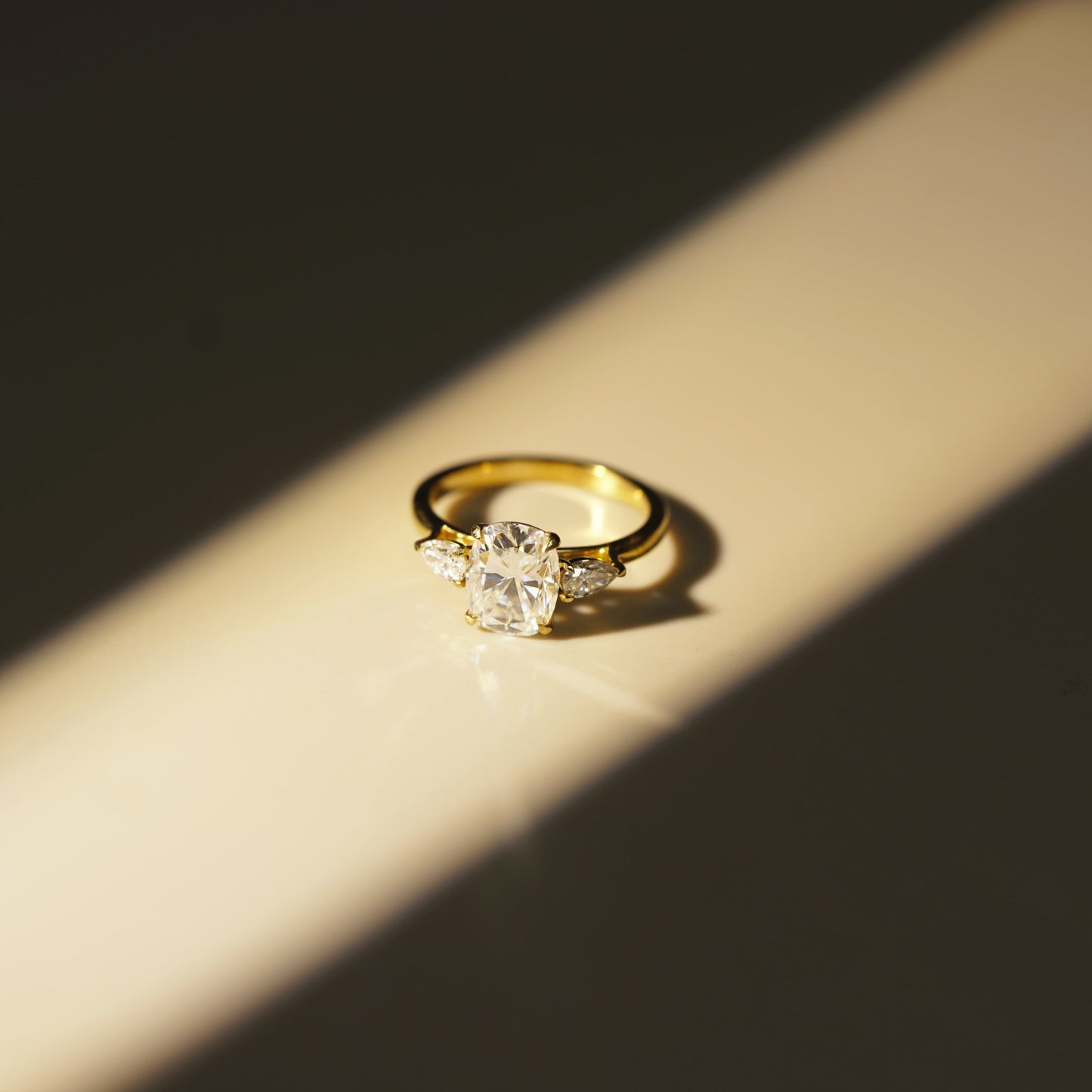 Elongated Cushion Cut Three stone Lab-Grown Diamond Engagement Ring
