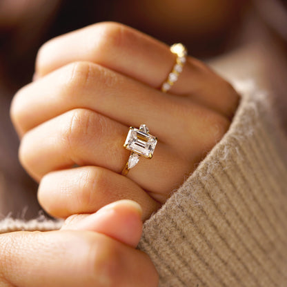 Emerald Cut Three Stone Lab-Grown Diamond Engagement Ring