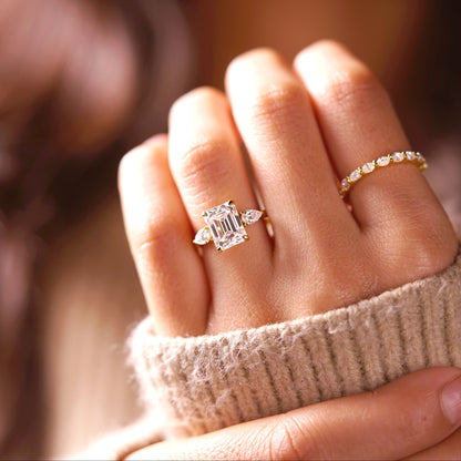 Emerald Cut Three Stone Lab-Grown Diamond Engagement Ring