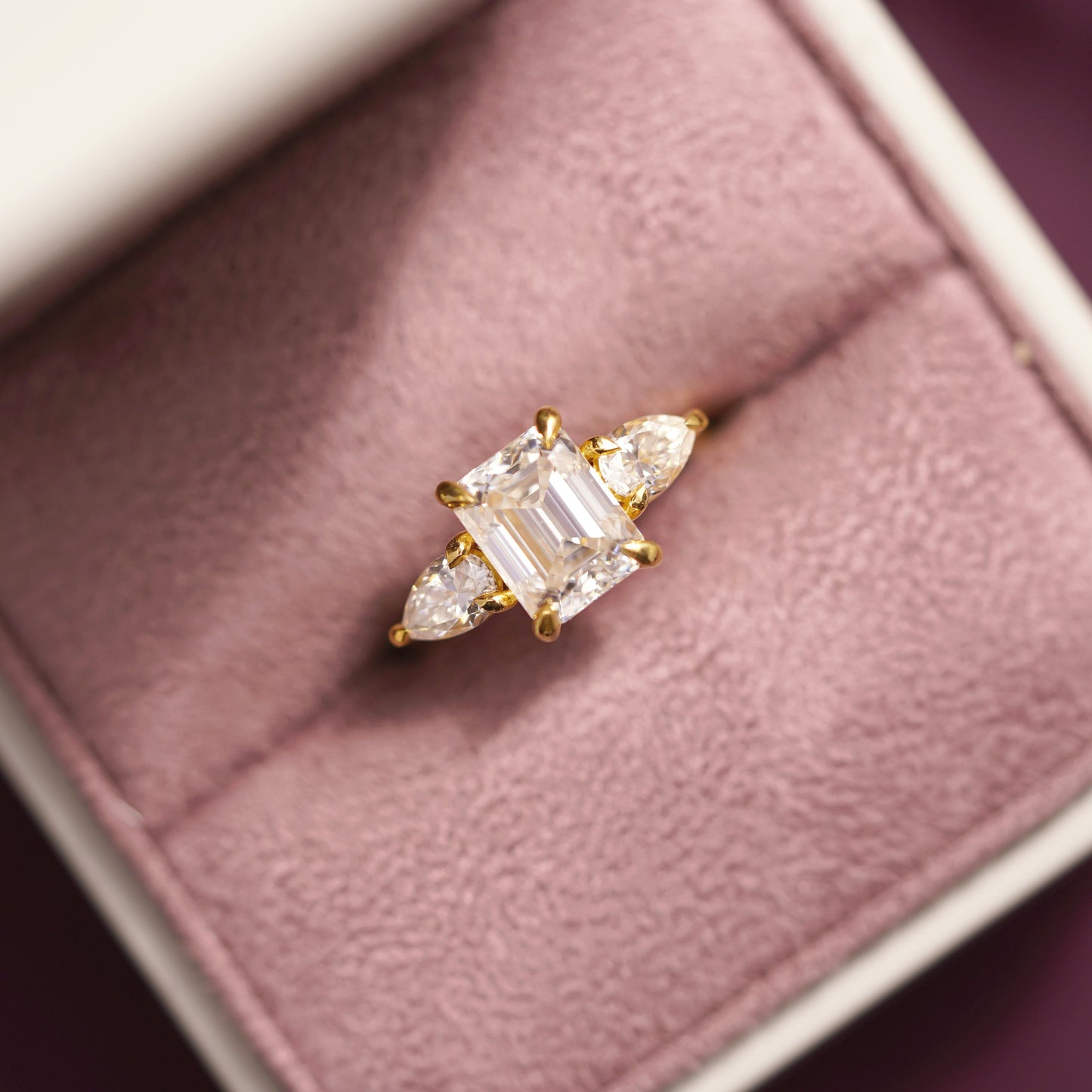 Emerald Cut Three Stone Lab-Grown Diamond Engagement Ring