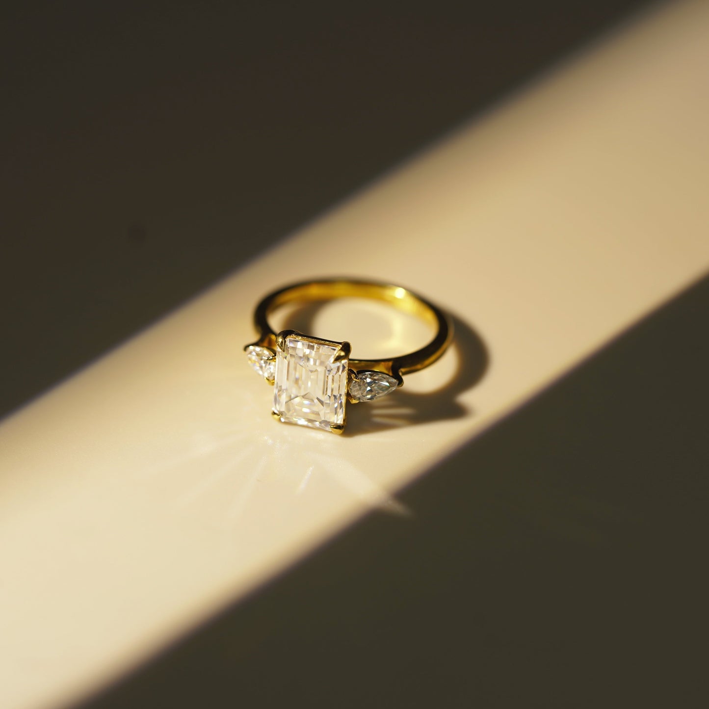 Emerald Cut Three Stone Lab-Grown Diamond Engagement Ring