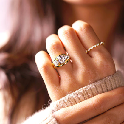 Round Cut Three Stone Split Shank Lab-Grown Diamond Engagement Ring