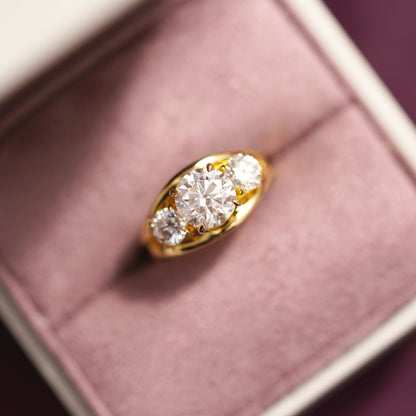 Round Cut Three Stone Split Shank Lab-Grown Diamond Engagement Ring