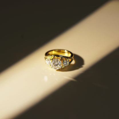 Round Cut Three Stone Split Shank Lab-Grown Diamond Engagement Ring
