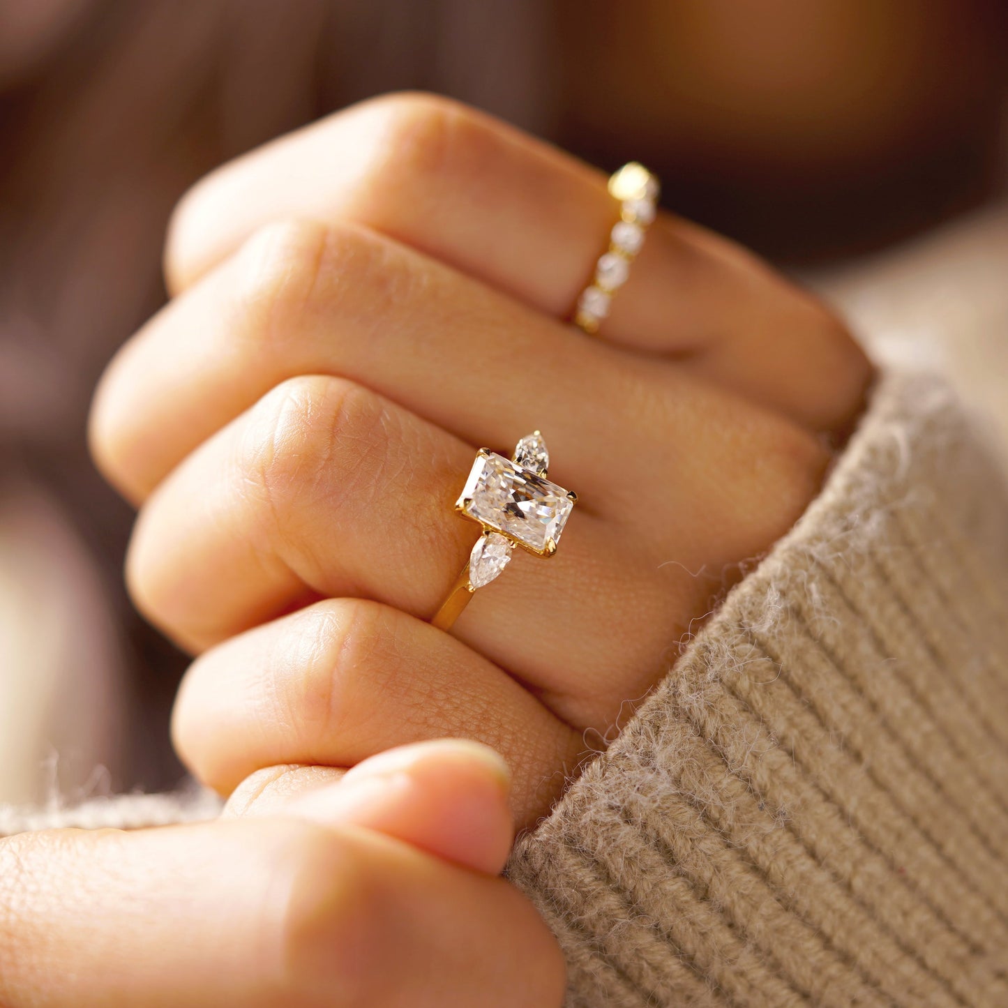 Radiant Cut Three Stone Lab-Grown Diamond Engagement Ring