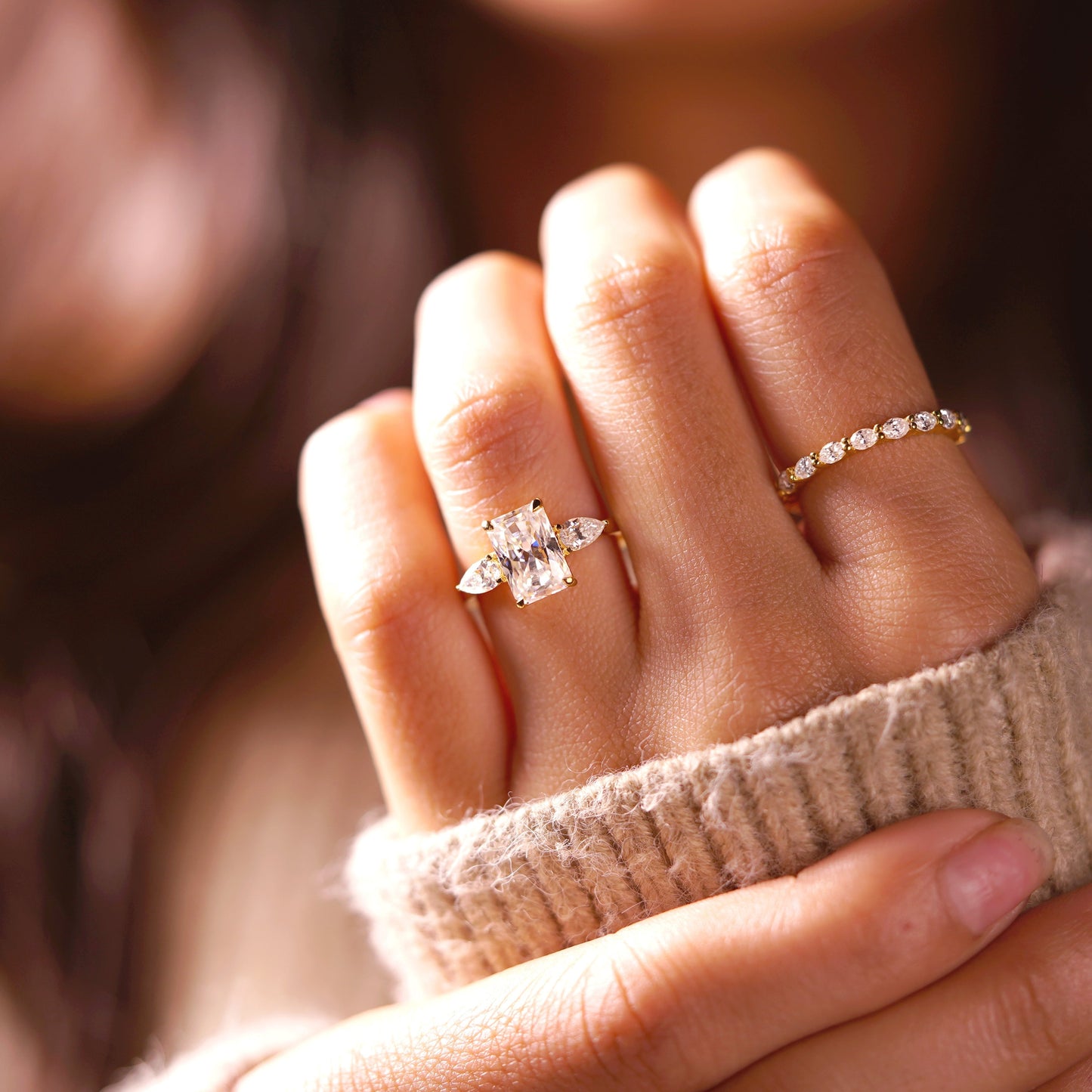 Radiant Cut Three Stone Lab-Grown Diamond Engagement Ring