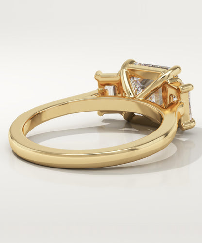 Asscher Cut Three Stone Lab-Grown Diamond Engagement Ring