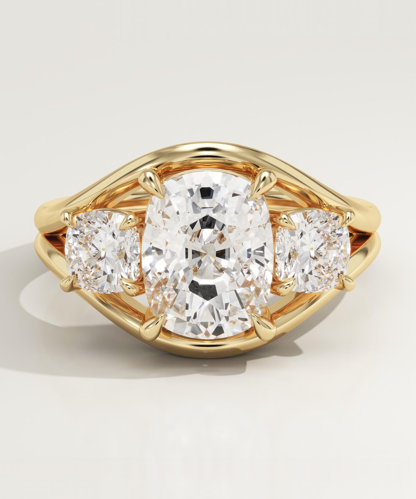 Elongated Cushion Cut Three Stone Lab-Grown Diamond Engagement Ring