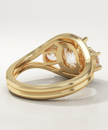 Elongated Cushion Cut Three Stone Lab-Grown Diamond Engagement Ring
