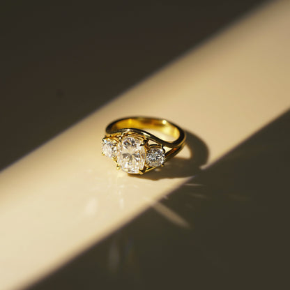Elongated Cushion Cut Three Stone Lab-Grown Diamond Engagement Ring