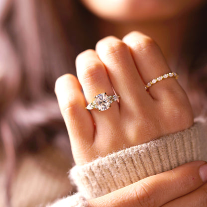Elongated Cushion Cut Cluster Lab-Grown Diamond Engagement Ring