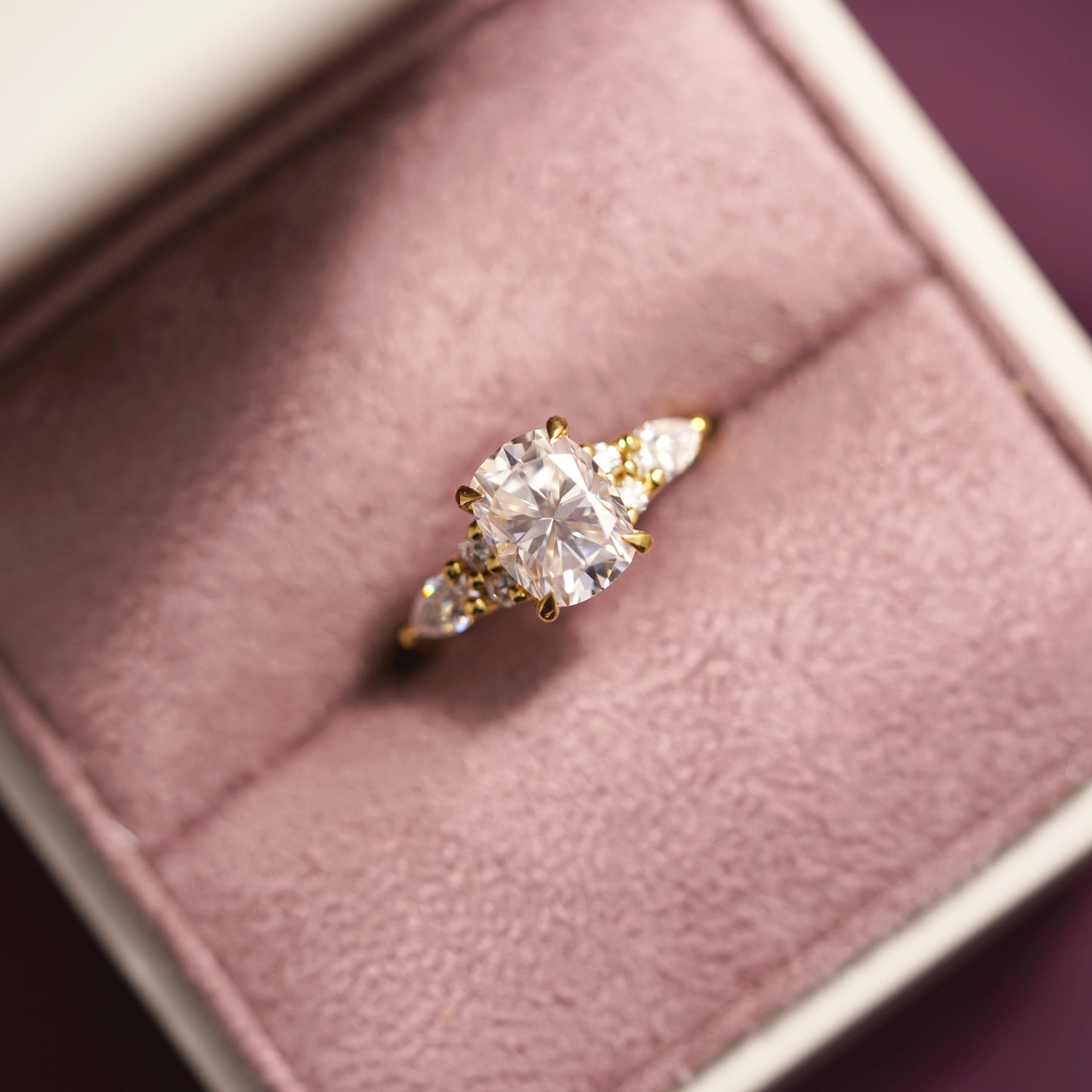 Elongated Cushion Cut Cluster Lab-Grown Diamond Engagement Ring