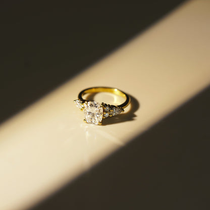 Elongated Cushion Cut Cluster Lab-Grown Diamond Engagement Ring