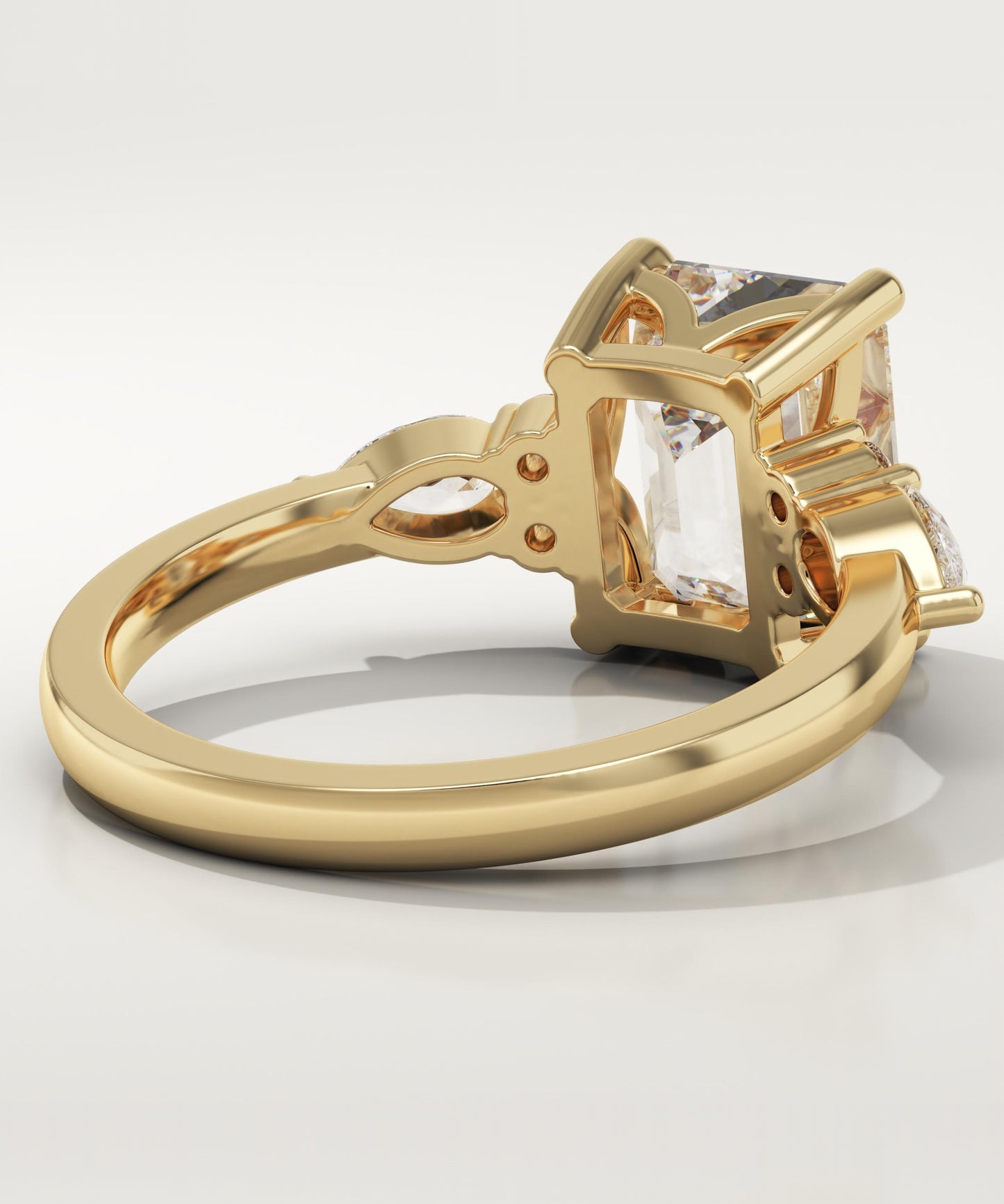 Emerald Cut Cluster Lab-Grown Diamond Engagement Ring